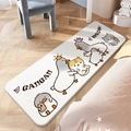 Cartoon long bedside rug with white duck and cat patterns for a cozy bedroom - Goose - Cat