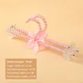 Pink pearl pants hanger with bow and transparent clips, size 32x12cm for kids or pets - Pants Rack (Adult) / Pink