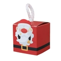 Red Santa Claus theme Christmas gift box with white rope handle and 3D buckle detail - Santa Claus