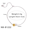 Detailed view of adjustable snake chain bracelet with golden bead and dimension specs - Minimalist Two-tone Snake Chain (NB-B1222)