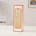 Vertical white paper gift bag with large clear window and orange border accents - White with Orange Border