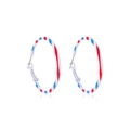 Zinc alloy hoop earrings with red, white, and blue American flag pattern enamel finish - Style 14-Red White Blue Star and Stripes Large Hoops