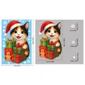 Christmas cat window static sticker set with snowflakes and gift box dimensions - BQ634