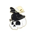Emaille-Pin mit Rabe Zauberhut und Totenkopf vergoldet in Lila und Schwarz für Kleidung - Skelettkrähe
