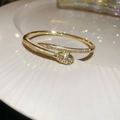 Macro shot of snake bracelet with 18k gold plating and shimmering cubic zirconia stones - 5# Golden Snake Shape (Real Gold Plated)