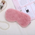 Soft pink plush sleep mask with elastic strap for comfort and light blocking - Rose Gold