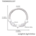 Silver titanium alloy nose ring with five 5A zircons and detailed size measurements - Multiple Round Zircon Style (T005) / Steel
