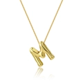 Polished 18K gold-plated necklace with a sleek letter M pendant on a white background - Letter M Necklace Set