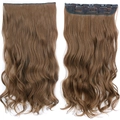55cm light brown wavy hair extension with 5 clips on a lace net backing - Golden Blonde (12)
