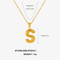 Gold stainless steel necklace featuring a puffy balloon style letter S pendant on chain - S