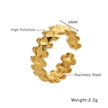 6mm gold stainless steel open ring with high polished serrated design detail - Gold Ring (R151)