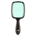 Hollow-out hair brush in black and mint green finish for detangling and styling - Pale Green-Black Handle
