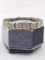 Two-tone silver and gold stainless steel link bracelet with Friendship engraving - 0129 - Friendship Chapter 1
