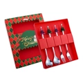Christmas 4-piece spoon and fork set with colorful metal tree motifs in gift box - Color Box 4-Piece Set B