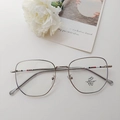Silver thin frame blue light blocking glasses with tricolor stripes on temple - Silver Frame