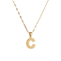 Textured gold letter C pendant necklace with refined dot pattern on a polished chain - Letter C