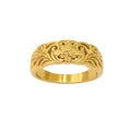 Exotic vintage 18K gold plated stainless steel ring with floral relief patterns - US7 / Gold