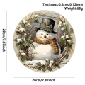 Wooden Christmas snowman round sign hanging decoration, 20cm diameter with pine accents - Wooden Winter Sign Cute Pinecone Snowman