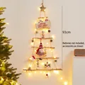 Árbol de Navidad colgante de madera con luces LED cálidas y adornos festivos variados - Colgante de Pared de Madera Estilo 3