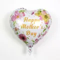 White heart-shaped Mother's Day balloon with gold lettering and watercolor flowers - White Flower Heart Mother's Day Style