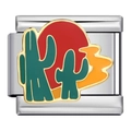 Italian charm link with desert scene featuring cactus and red sun for modular bracelet - Desert Red Sun Landscape Style (ICJ922-1)