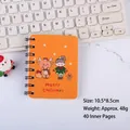 Orange Christmas spiral notebook with reindeer and gingerbread man cartoon cover - Christmas Spiral Notebook - Orange/Yellow