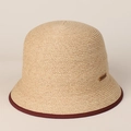 Cappello a secchiello minimalista in rafia da donna con tesa a contrasto e etichetta fatta a mano - M(56-58cm) / Bordo Rosso