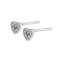 Orecchini a lobo a cuore in argento sterling S999 con finitura metallica lucida - Stile cuore con pavé di zirconi / Argento Puro S999