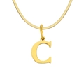 Gold flat snake chain necklace with polished capital letter C pendant for women - Letter C / 1 Piece / Gold