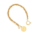 Gold braided chain bracelet with star and Elizabeth II coin charms and spring clasp - 5# Star Coin Bracelet