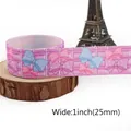 Pink kawaii cartoon bow print grosgrain ribbon 1 inch wide for DIY hair accessories - Pink Plaid Bow Pattern (6)
