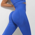 Royal blue high waist seamless yoga pants with push up effect and athletic fit - Sapphire Blue