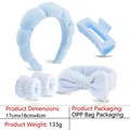 Light blue sponge cloud headband and wristband set for washing face, 17x18x4cm - 10-light Blue Terry Cloth Headband Five-piece Set