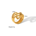 Detailed view of triple-layered irregular wave gold ring with dimensions and weight - Three-Layer Wave Surface (YYR023300-G)