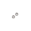 Close-up of two small polished stainless steel spacer beads with holes for DIY jewelry - Rubber-filled Bead Style (mp330) / Steel