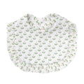 White cotton gauze baby bib with pink tulip floral print and ruffle trim detail - Pink Tulip (WW55-1)