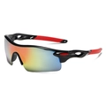 Sport cycling sunglasses with black frame and colorful gradient reflective lens - Black Frame Gold Mirror Lens