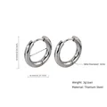 Orecchini a cerchio in acciaio al titanio argento lucido diametro 14mm spessore 3mm minimal - 3.0*8mm / Color Acciaio