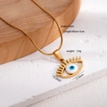 Collana a catena serpente dorata con ciondolo occhio blu vintage in acciaio inossidabile - Occhio Oliva 2528 / Oro