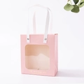 Pink paper gift bag with large clear window and white woven handles for elegant packaging - Pink (Plain Bag)