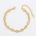 Elegant 18K gold plated zircon bracelet with eye-shaped links and a heart charm - Eye Chain