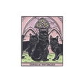 Three of Pentacles tarot black cats enamel pin with pink gothic arch for clothing decoration - Three of Pentacles