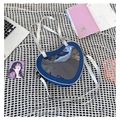 Blue heart-shaped ita bag with transparent window and adjustable shoulder strap - Navy Blue