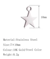 Star-shaped stainless steel jewelry charm for DIY necklaces in 18K gold and steel finish - DY466 Star Silver
