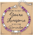 Handmade 4mm purple natural stone bead bracelet with lobster clasp and card - Awesome Card Style / With Card / Purple Imperial Stone