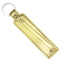 Sleek 8mm golden faux leather keychain with silver metal ring and fine stitching - 8mm / Gold