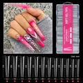 Size chart for 240pcs XXXL extra long clear soft gel nail tips in 12 different sizes - Clear - Extra Long Coffin - H104-3