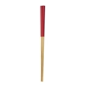 Square 304 stainless steel chopsticks with elegant red and gold finish on white background - 23CM / Red Gold