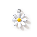 Gänseblümchen-Anhänger aus Metalllegierung in Weiß und Gelb mit Emaille-Finish - Weiß Versilbert