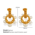 Orecchini dorati testurizzati con perle finte bianche dimensioni 22mm x 18mm - EH68 Orecchini Irregolari Oro con Perla Bianca